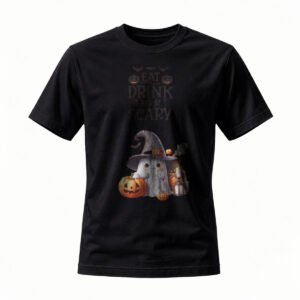 Halloween Ghost T-Shirt Eat Drink and Be Scary Men's Women's Tee