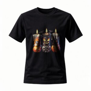 Halloween Candles Pumpkin Skull T-Shirt Men Women Spooky Party Tee