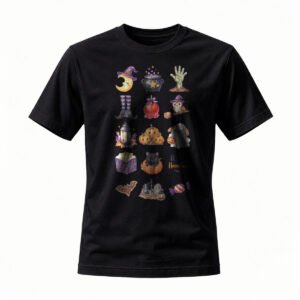 Halloween Icons T-Shirt Men Women Spooky Design Party Gift