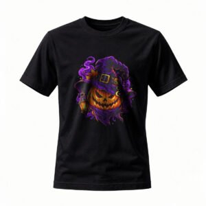 Halloween Pumpkin Witch Hat T-Shirt for Men / Women Spooky Costume Tee