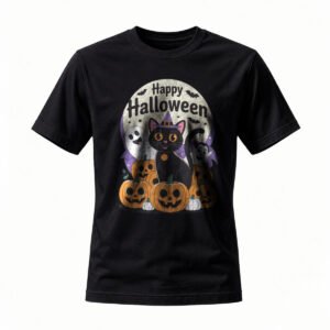 Happy Halloween Cat Pumpkin T-Shirt for Men / Women