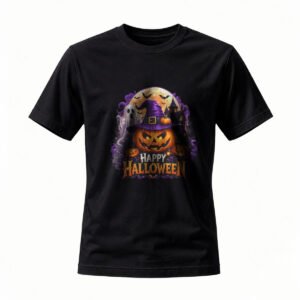 Happy Halloween Pumpkin Witch Hat T-Shirt for Men / Women