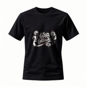 Happy Halloween T-Shirt Men Women Black Silver Pumpkin Design