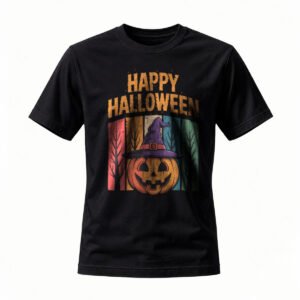 Happy Halloween Pumpkin Witch Hat T-Shirt Men Women Funny Costume Tee