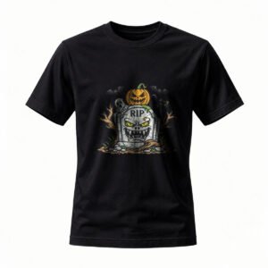 Halloween Graveyard Pumpkin T-Shirt for Men / Women Spooky Halloween Tee