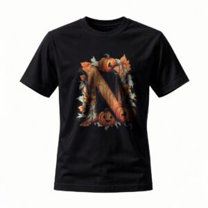 Halloween Pumpkin Letter N T-Shirt Men Women Autumn Festival Gift Tee