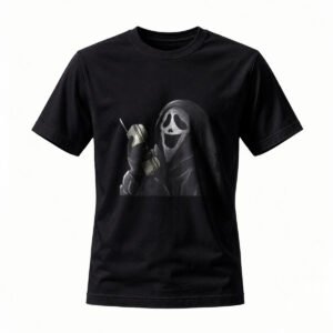Scream Ghost Face Holding Phone Men's T-Shirt Halloween Horror Tee