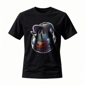 Halloween Ghost Pumpkin T-Shirt Men Women Spooky Costume Tee Gift