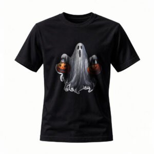 Halloween Ghost T-Shirt with Pumpkin Buckets Men's Women's Tee