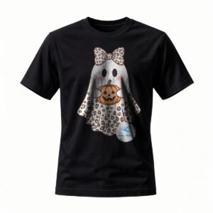 Cute Ghost with Leopard Bow Halloween T-Shirt for Men / Women