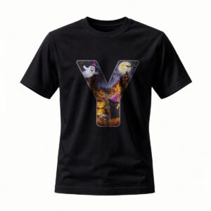 Halloween Y Letter Ghost Cat Pumpkin T-Shirt for Men / Women