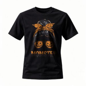 Halloween Momster T-Shirt Funny Pumpkin Mom Design Women's Tee