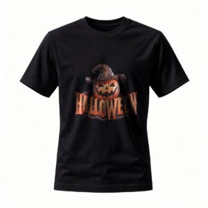 Halloween Pumpkin Witch Hat T-Shirt Men Women Spooky Costume Party Tee