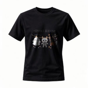 Spooky Season Halloween T-Shirt for Men / Women Cute Ghost Skeleton Cat Design