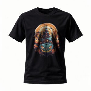 Halloween Pumpkin Castle Men's T-Shirt Spooky Art Design