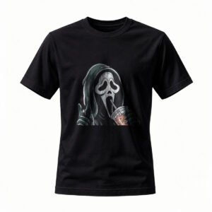 Grim Reaper Drinking Coffee Men's T-Shirt Funny Horror Tee