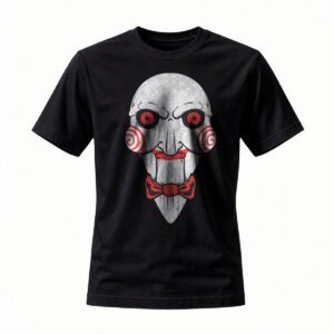 Jigsaw Puppet Face T-Shirt Men's Horror Movie Tee Halloween Gift