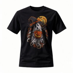 Halloween Ghost Pumpkin Witch Hat T-Shirt Men Women Spooky Costume Tee