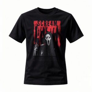 Scream 4M Horror Movie T-Shirt Men's Women's Black Ghost Face Design