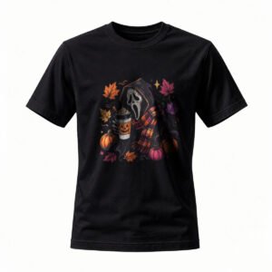 Halloween Grim Reaper Pumpkin Coffee T-Shirt Men Women Spooky Autumn Tee