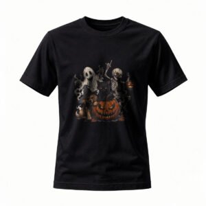 Halloween Ghost Skeleton Cat Pumpkin T-Shirt Men Women Spooky Party Tee