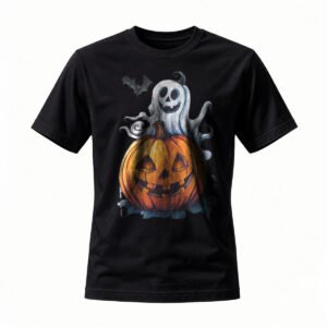 Halloween Pumpkin Ghost T-Shirt Men Women Spooky Costume Party Tee