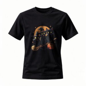 Halloween Black Cat Witch T-Shirt for Men / Women