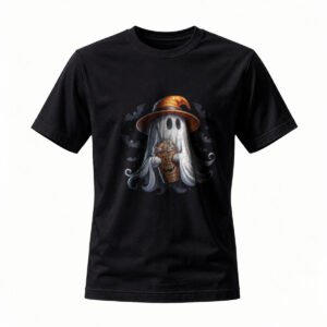 Halloween Ghost Witch Hat T-Shirt Men Women Funny Costume Tee