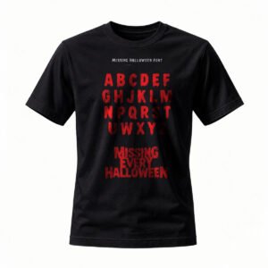 Missing Halloween Font T-Shirt Men Women Spooky Horror Costume Tee Gift