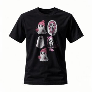 Cute Ghosts and Scream Mask Halloween T-Shirt for Men / Women