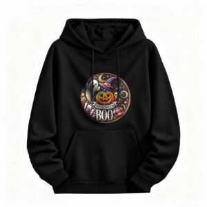 Halloween Boo Hoodie Men Women Spooky Pumpkin Ghost Witch Hat Sweatshirt