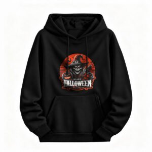 Scary Halloween Witch Skull Hoodie for Men or Women Spooky Party Costume Gift