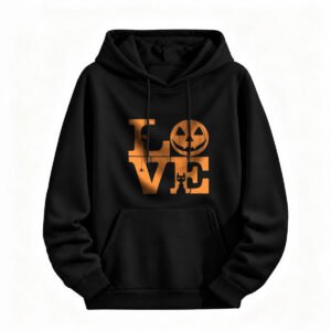 Halloween Love Pumpkin Cat Hoodie for Men or Women