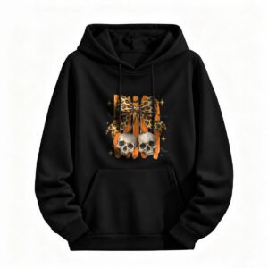 Halloween Skulls Leopard Bow Hoodie for Men or Women
