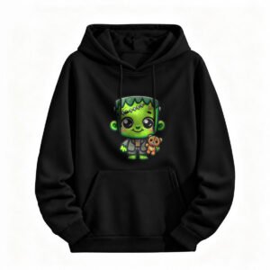 Cute Frankenstein Halloween Hoodie for Men or Women Black Sweatshirt