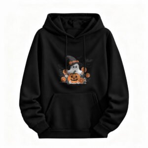 Halloween Ghost Pumpkin Hoodie for Men or Women Cute Spooky Design