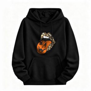 Halloween Leopard Lips Pumpkin Hoodie for Men or Women