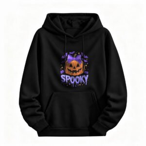 Spooky Pumpkin Halloween Hoodie for Men or Women Black Sweatshirt
