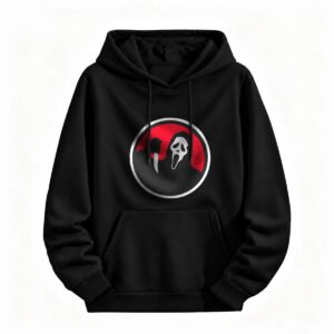 Halloween Horror Hoodie Men Women Scream Mask Design Black Sweatshirt