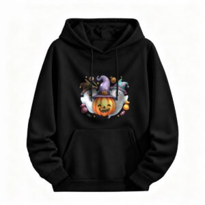 Halloween Ghost Pumpkin Hoodie Men Women Cute Witch Hat Design