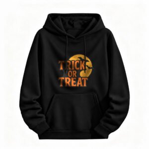 Halloween Trick or Treat Hoodie for Men or Women Spooky Bat Moon Design