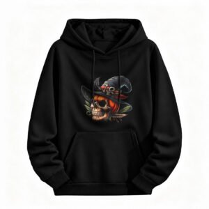 Halloween Skull Witch Hat Hoodie for Men or Women Spooky Costume Party Wear
