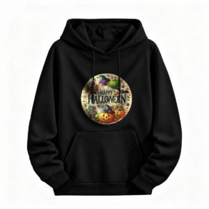 Happy Halloween Hoodie for Men or Women Festive Pumpkin Witch Design