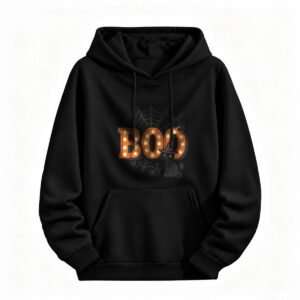 Halloween Boo Light Hoodie for Men or Women Spooky Cat Design