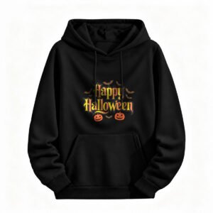 Happy Halloween Hoodie for Men or Women Spooky Pumpkin Bat Print Sweatshirt