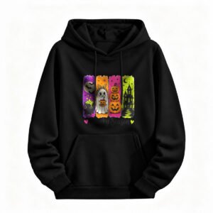 Halloween Hoodie Spooky Season Ghost Pumpkin Design Unisex Sweatshirt