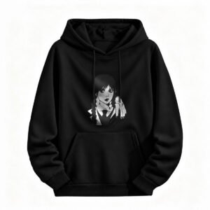 Halloween Gothic Girl Hoodie for Men or Women Black Anime Style Sweatshirt