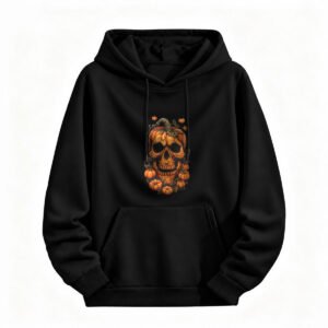 Halloween Pumpkin Skull Hoodie for Men or Women Spooky Fall Fashion