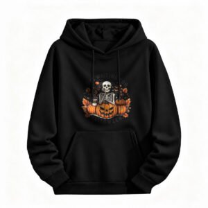 Halloween Skeleton Pumpkin Hoodie for Men or Women Spooky Gift