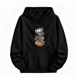 Halloween Skeleton Pumpkin Hoodie for Men or Women Cute Spooky Design